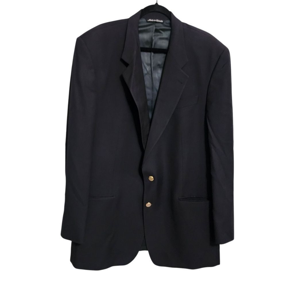 Jack Victor Montreal Sports Coat Blazer Jacket 50R Black 100% Virgin Wool